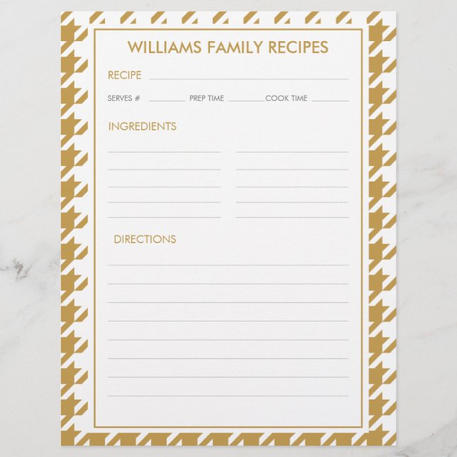 Inserir Nome da Família Houndstooth Receita  (Frente)