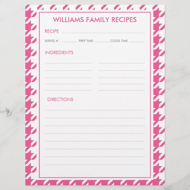 Inserir Nome da Família Houndstooth Receita  (Frente)