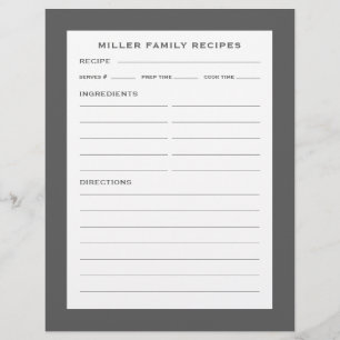 Inserir Receita de Nome da Família Cinzas simple