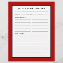 Inserir Receita de Nome da Família | Preto Vermelh