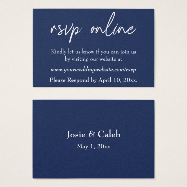 Inserir Script e Marinho Branco de RSVP Online de  (Frente & Verso)