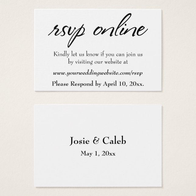 Inserir Script Preto, Branco, RSVP Online de Casam (Frente & Verso)