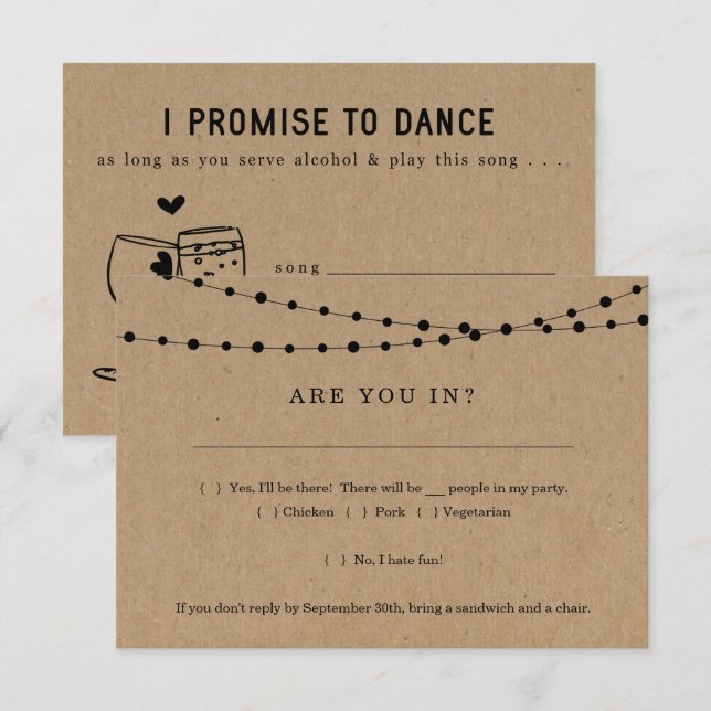 Inserto de cartão de confirmação de convite engraç (Frente/Verso)