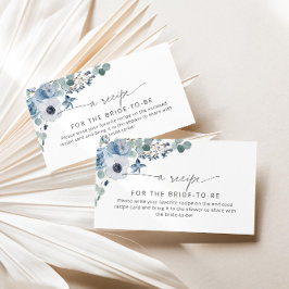 Inserto de cartão de receita floral azul poeirento