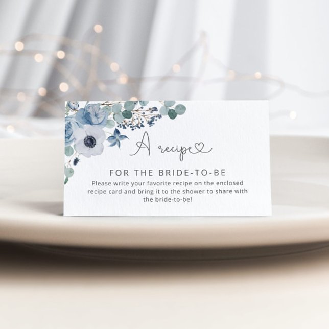 Inserto de cartão de receita floral azul poeirento (Criador carregado)