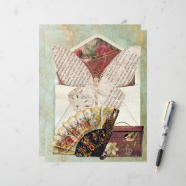 Inserto de envelope vintage em leque de caixa de c