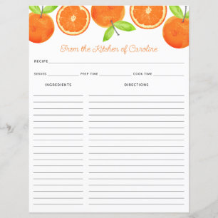 Inserto de fichário de receita de frutas cítricas
