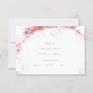 Inserto de RSVP de casamento de flores cor-de-rosa
