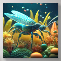 Inseto Bioluminescente na Cena de Fantasia Vibrant