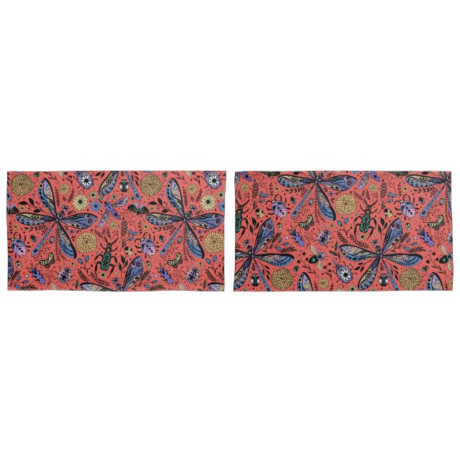 Insetos de porta em vermelho-coral (Frente - conjunto)