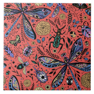 Insetos de porta em vermelho-coral