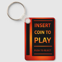 Insira Moeda para Jogar Chaveiro de Arcade Retrô |