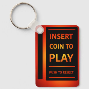 Insira Moeda para Jogar Chaveiro de Arcade Retrô  