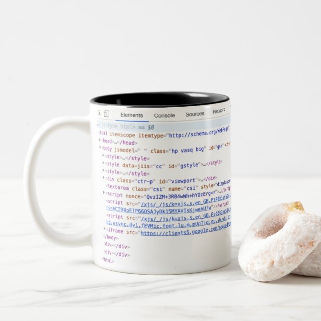 Inspecione a caneca de café dos elementos para (Com Donut)