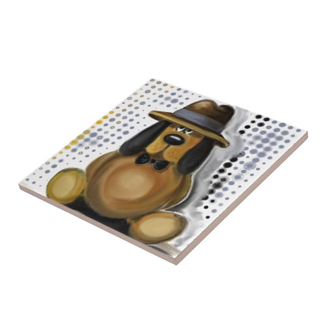 Inspetor Engraçado Azulejo cerâmico de cães (Lateral)