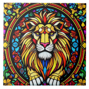 Inspirado Colorido Lion de Vidro Colorido