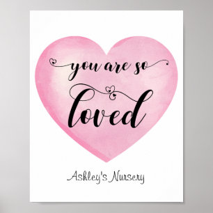 Inspirational Pink Love Cote White Heart Poster