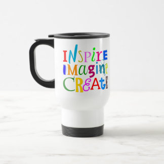 Inspire, Imagine, Crie - Caneca de viagem Motivaci