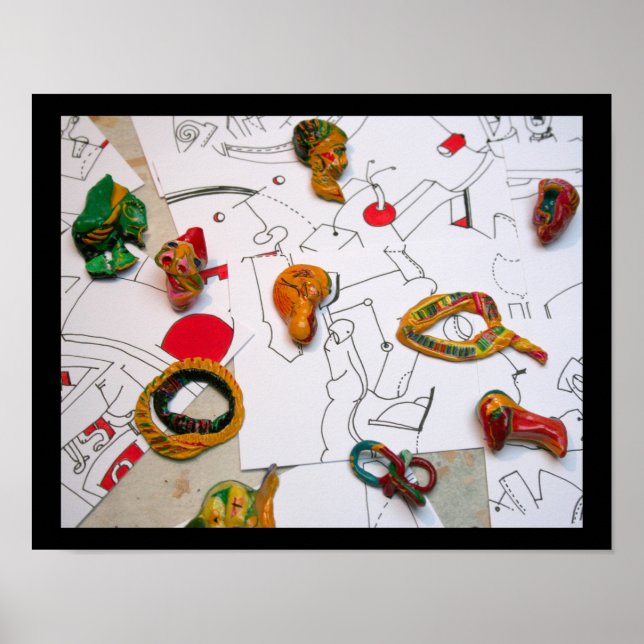 Instalação de micromanéticas em desenhos Poster (Frente)