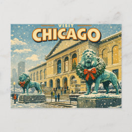 Instituto de Arte de Chicago no cartão postal de i