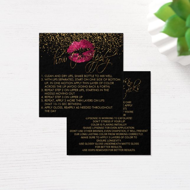 Instruções de Aplicação de Cor do Lip Rosa Glitor (Mesa)
