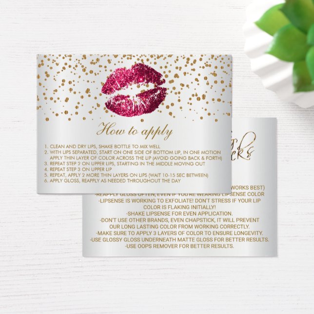 Instruções de Aplicação de Lábios Luminosos Rosa Q (Mesa)