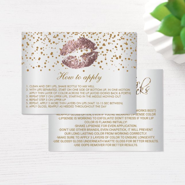 Instruções de aplicação para Lábios de Rosa empoei (Mesa)