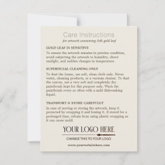 Instruções de Cuidado para Arte com Seu Logotipo