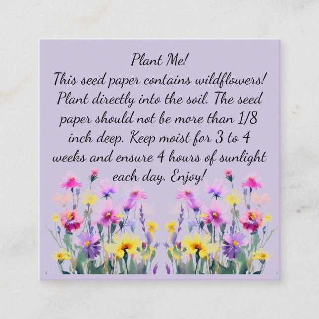 Instruções de papel Seed no Cartão de visita quadr (Frente)