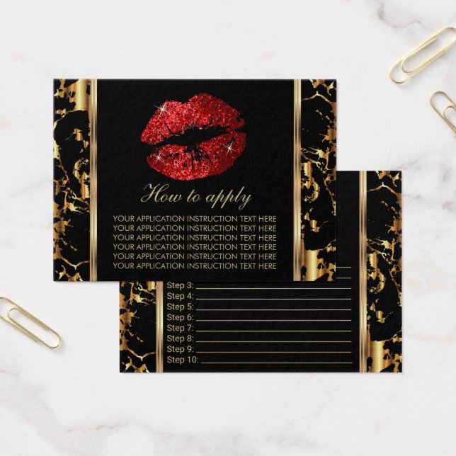 Instruções para Lábios com brilho vermelho e mácul (Escritótio)