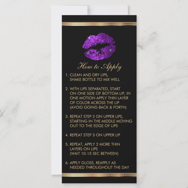 Instruções para Lip de Glitter Roxo (Frente)