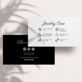 Instruções para o tratamento de joias Cartões de a