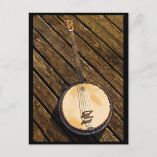Instrumento musical Banjo com cartão postal de ma