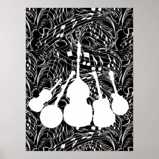 INSTRUMENTOS DE MÚSICA POSTER branco (Frente)