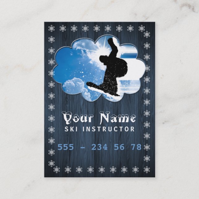 Instrutor de Esqui - Cartão de Negócios, de Progra (Frente)