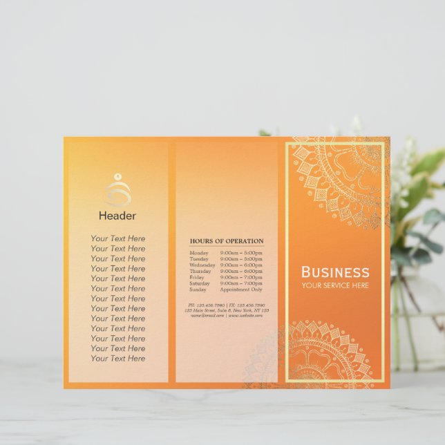 Instrutor de Meditação Yoga Dourado Mandala Tripla (Em pé/Frente)