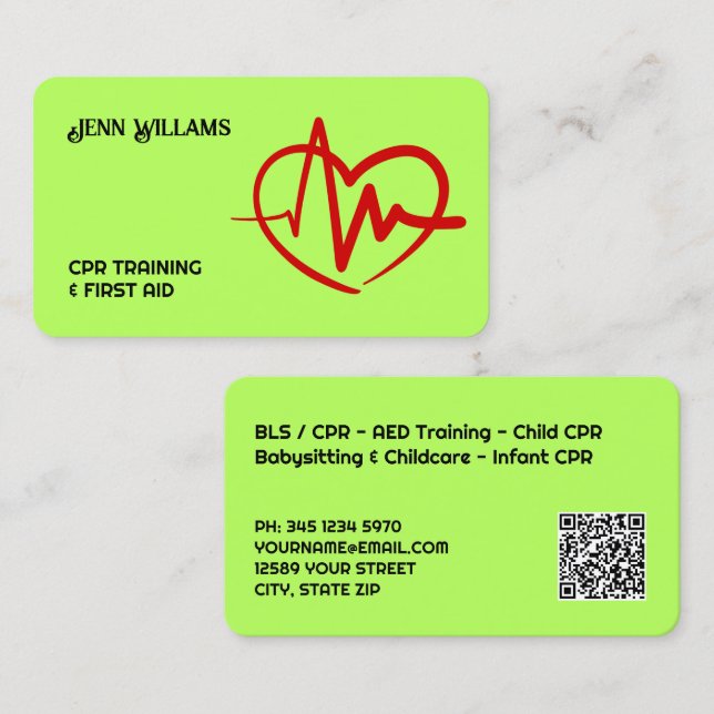 Instrutor de RCP Certificado QR Personalizado (Frente/Verso)