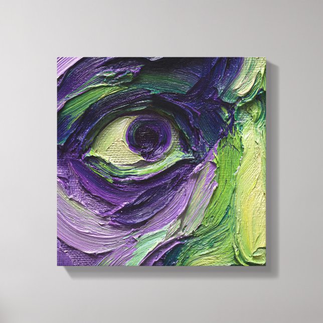 Intense Split-Color Impasto Portrait Canvas Print (Frente)