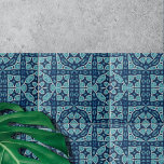 Intriciar Azul Suave Simétrico e Indigo<br><div class="desc">Esse azulejo cerâmico apresenta um padrão geométrico complexo, simétrico e intrincado. O design é caracterizado por formas semelhantes a estrelas e detalhes meticulosos, criando um contraste visualmente atraente. O azulejo é enfeitado com vários tons azuis, que vão de marinho profundo a tons mais leves. Esse esquema de cores, combinado com...</div>