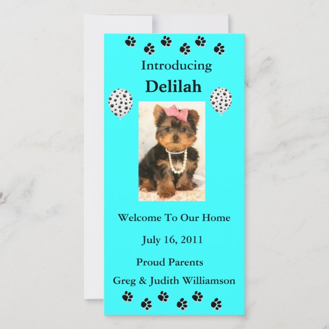 Introduza O Seu Cartão com fotos Pet Adotado (Frente)