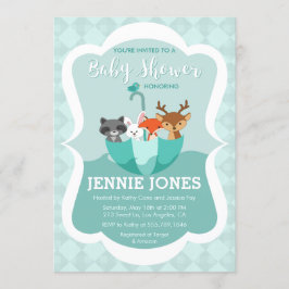 Inundado com o convite animal do chá de fraldas do