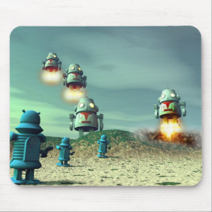 Invasão do robô de cima de V2 Mousepad