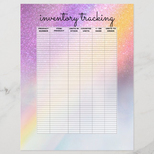 Inventário Comercial do Rainbow Holograph do Glitt (Frente)