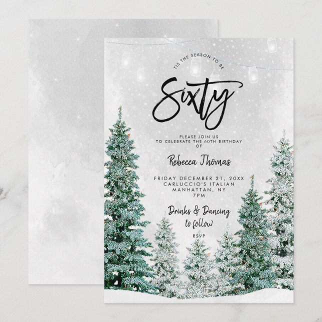 inverno árvores 60.o aniversário convite (Frente/Verso)