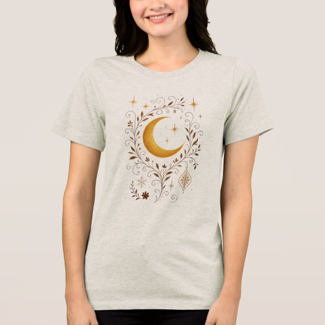 Inverno Celestial Místico | Lua e Dourado Fantasia (Frente)