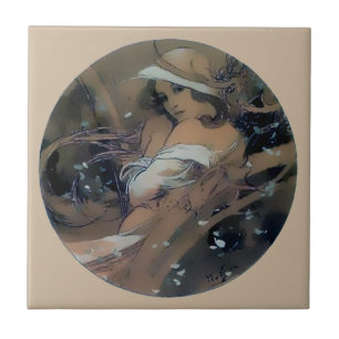 Inverno de Nouveau Mucha da arte da mulher