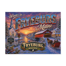 Inverno em Fryeburg Maine Cartão Postal Nostálgico