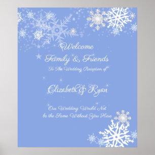 Inverno, flocos de neve, casamento, poster