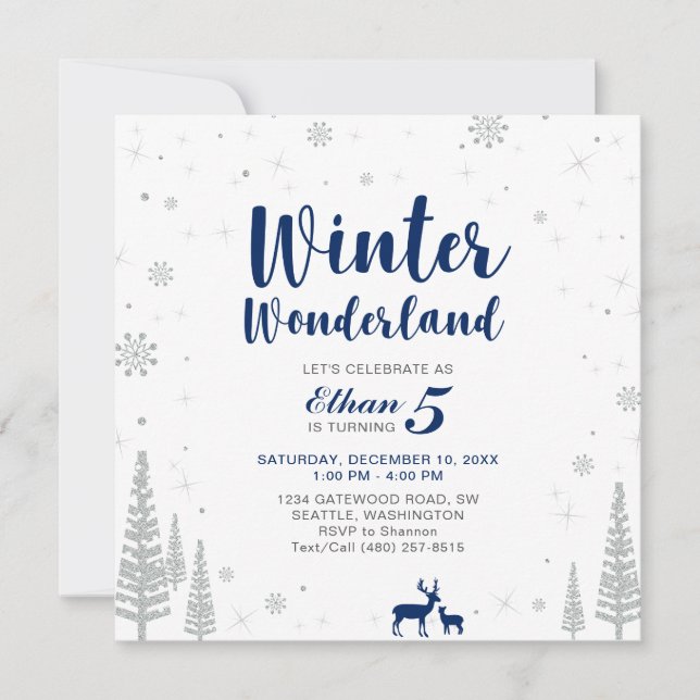 Inverno Mágico - Convite de Aniversário Infantil - (Frente)