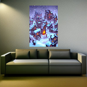 Inverno na aldeia   AI Art Poster